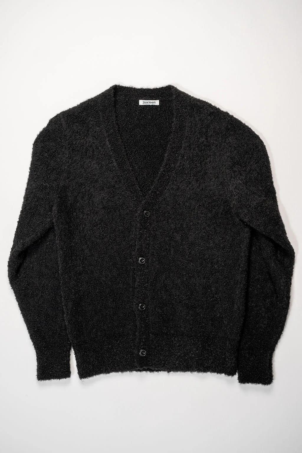 3sixteen V-Neck Cardigan - Black Boucle Alpaca