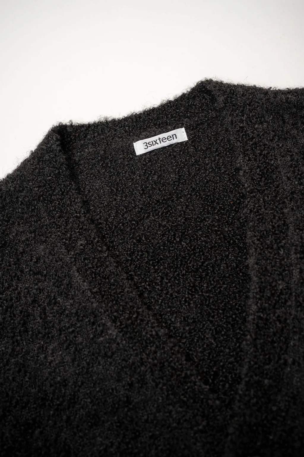 3sixteen V-Neck Cardigan - Black Boucle Alpaca