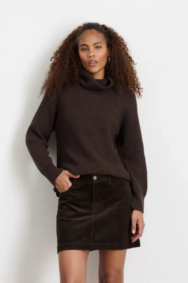 ALEX MILL CHELSEA COTTON-CASHMERE TURTLENECK IN CHOCOLATE