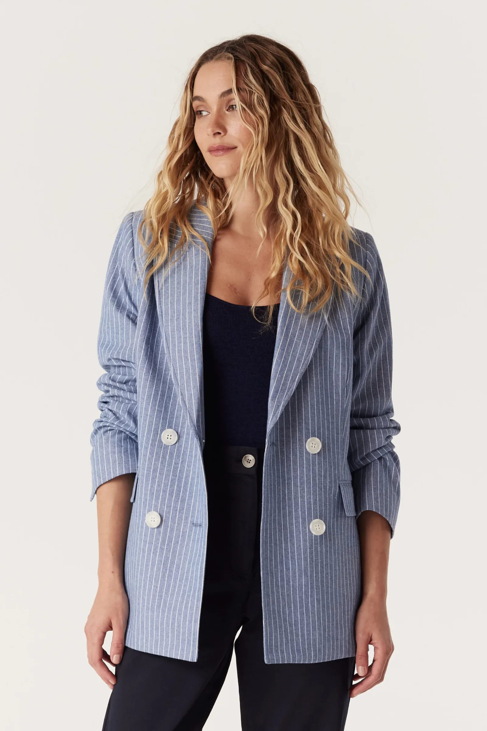 Austin Pinstripe Blazer - Blue