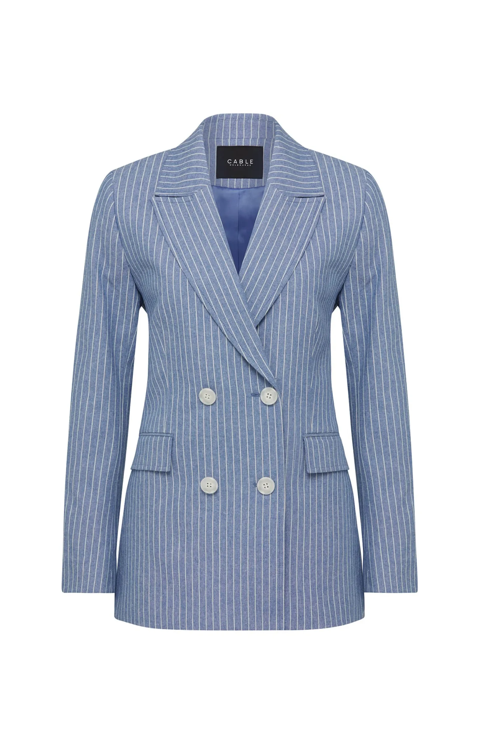 Austin Pinstripe Blazer - Blue