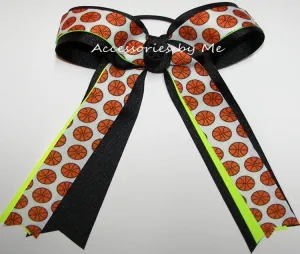 Basketball Neon Lime Black Ponytail Bow