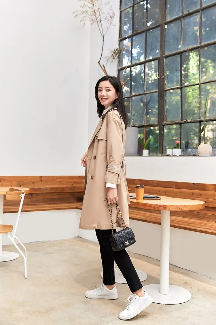 Beige Classic Belted Women's Trench Coats