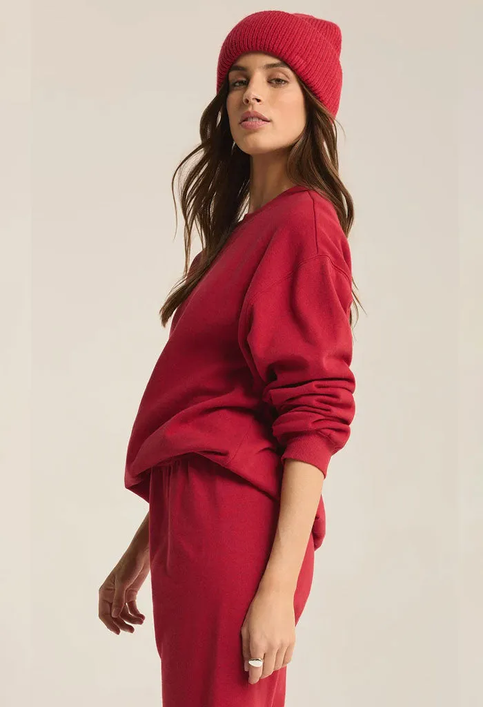 Boyfriend Sweatshirt-Haute Red