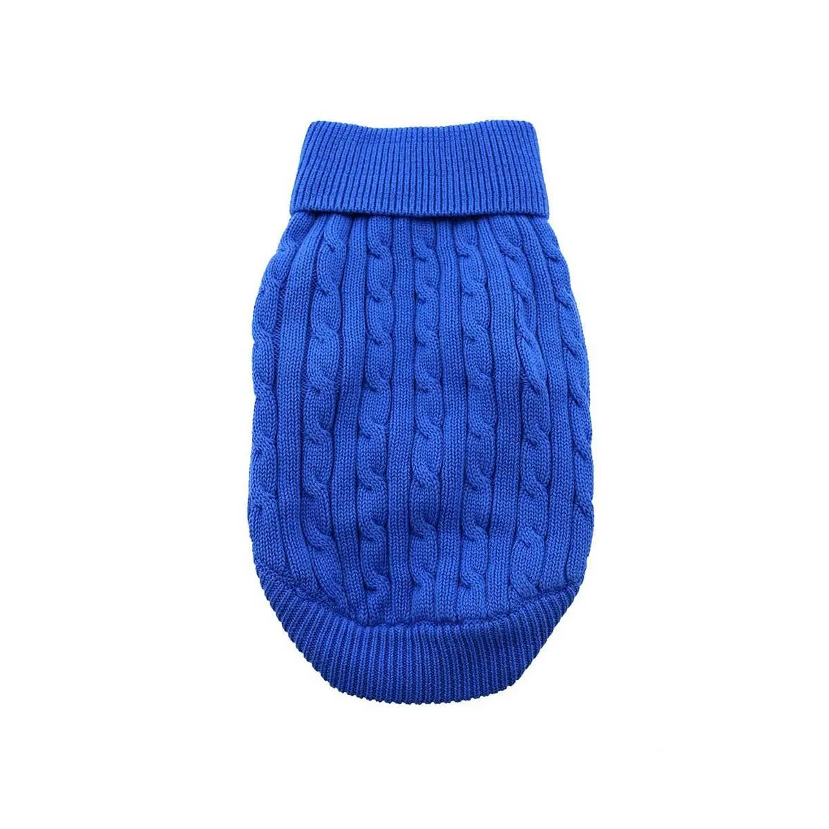 Cable Knit Dog Sweater in Blue