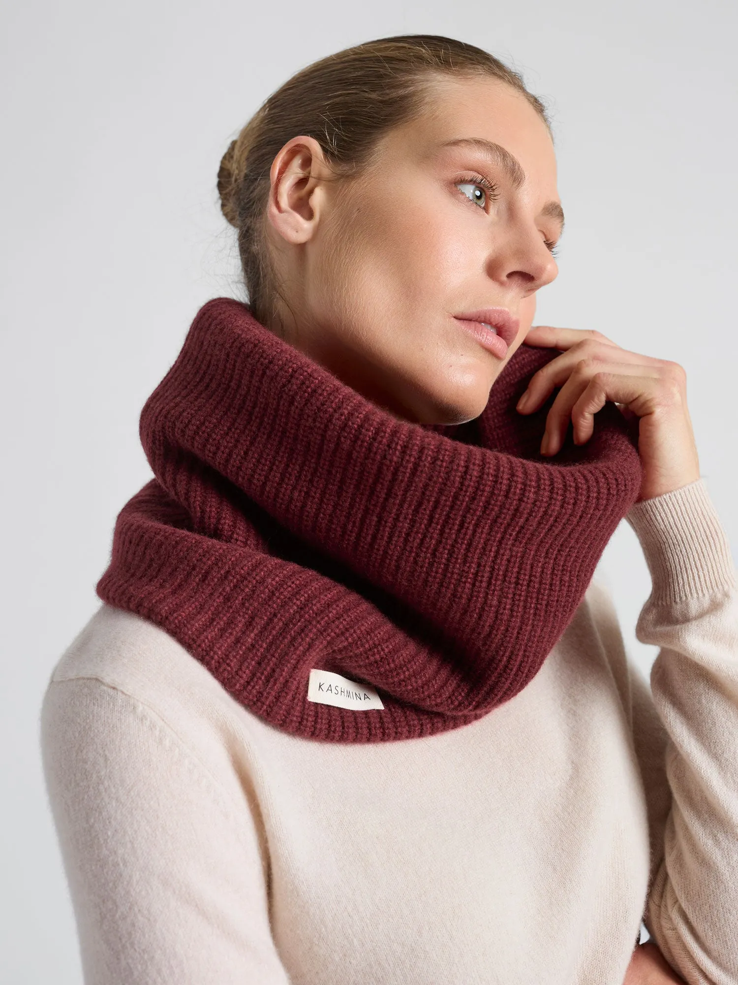 Cashmere snood "Erika" - Bordeaux