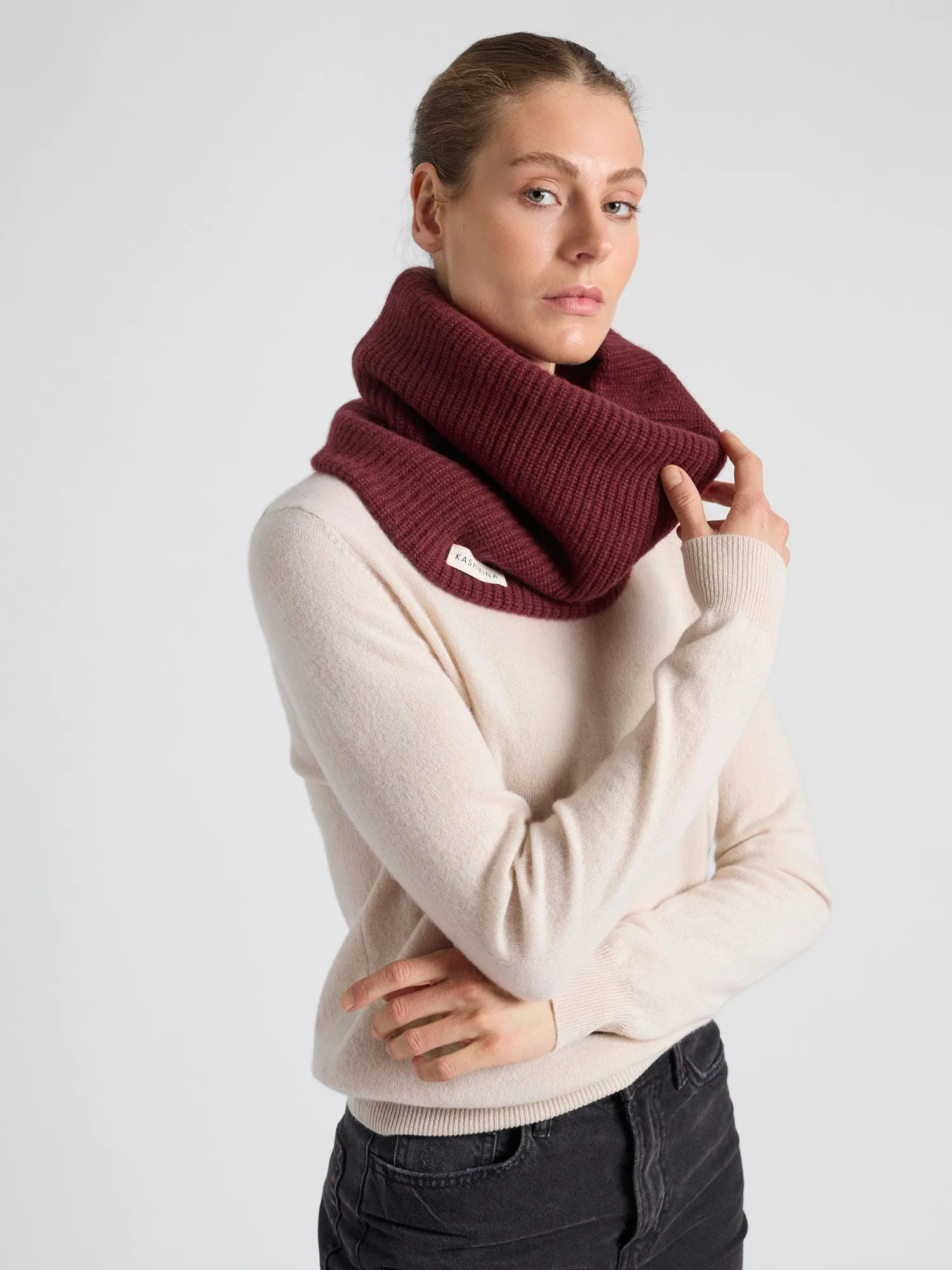 Cashmere snood "Erika" - Bordeaux