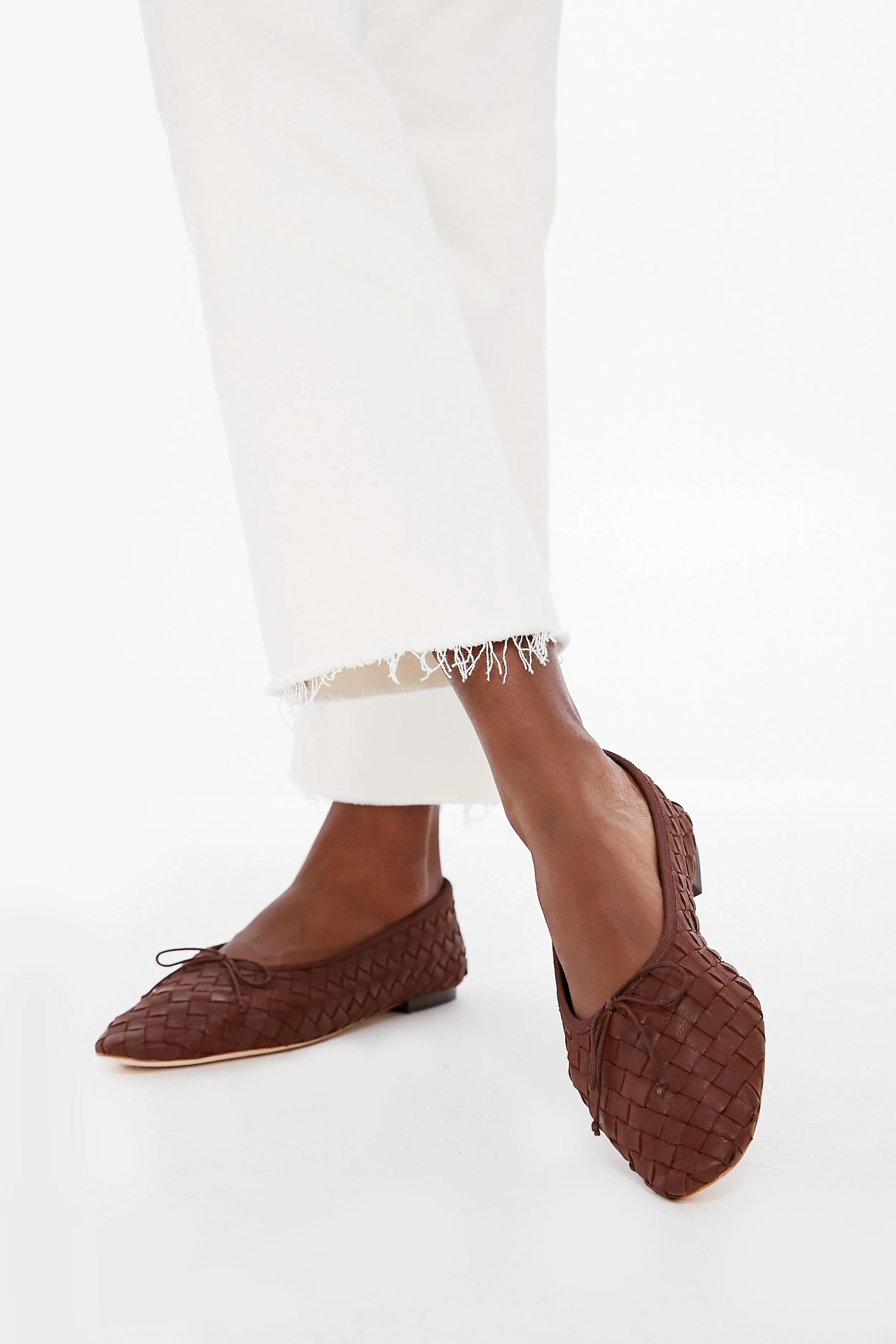 Chocolate Woven Leather Landry Flats