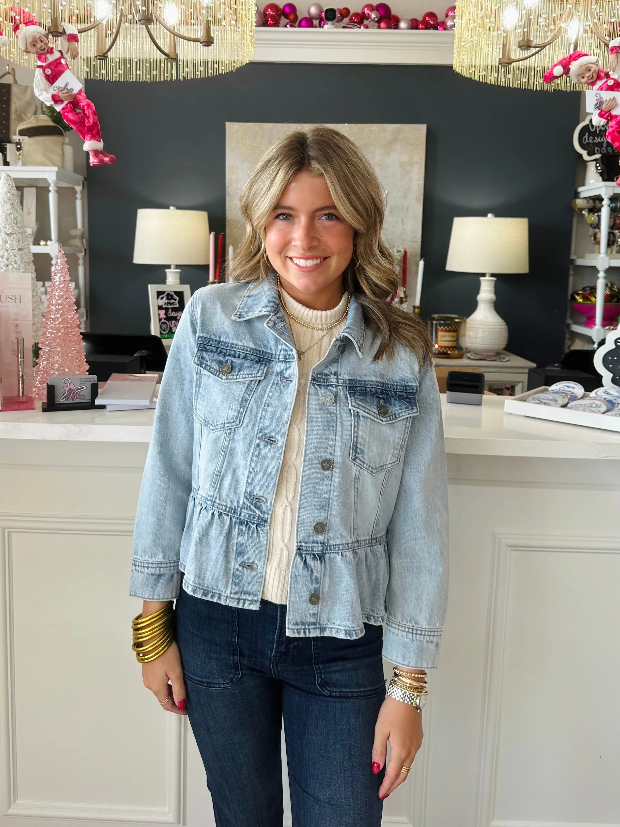 Classic Fit Peplum Denim Jacket