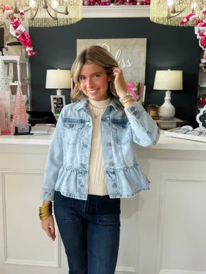 Classic Fit Peplum Denim Jacket