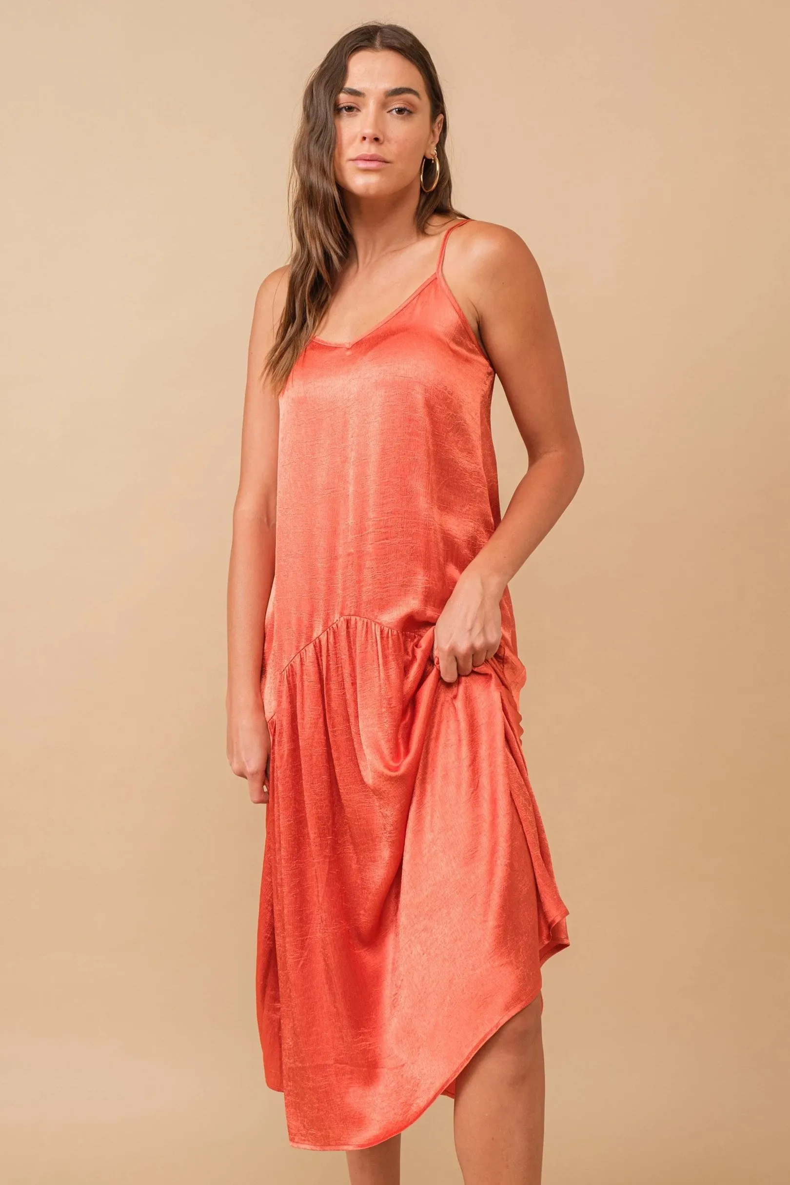 Cozy Co Hammered Satin Maxi Dress