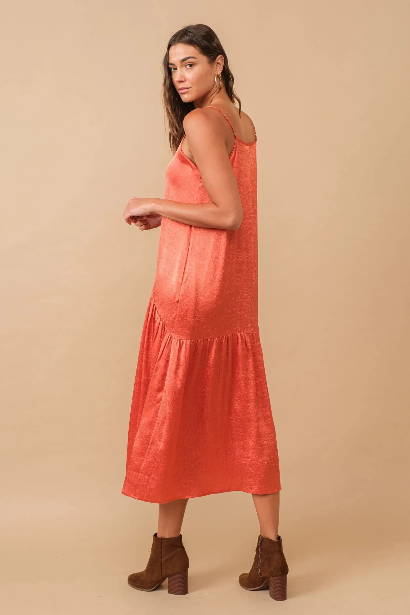 Cozy Co Hammered Satin Maxi Dress