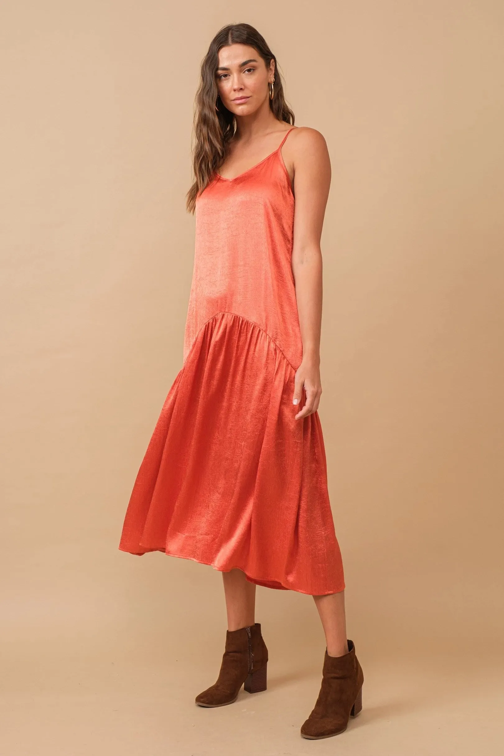 Cozy Co Hammered Satin Maxi Dress