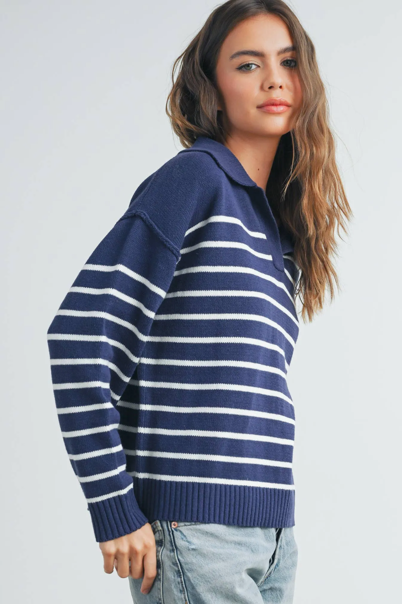 Cozy V-Neck Striped Sweater