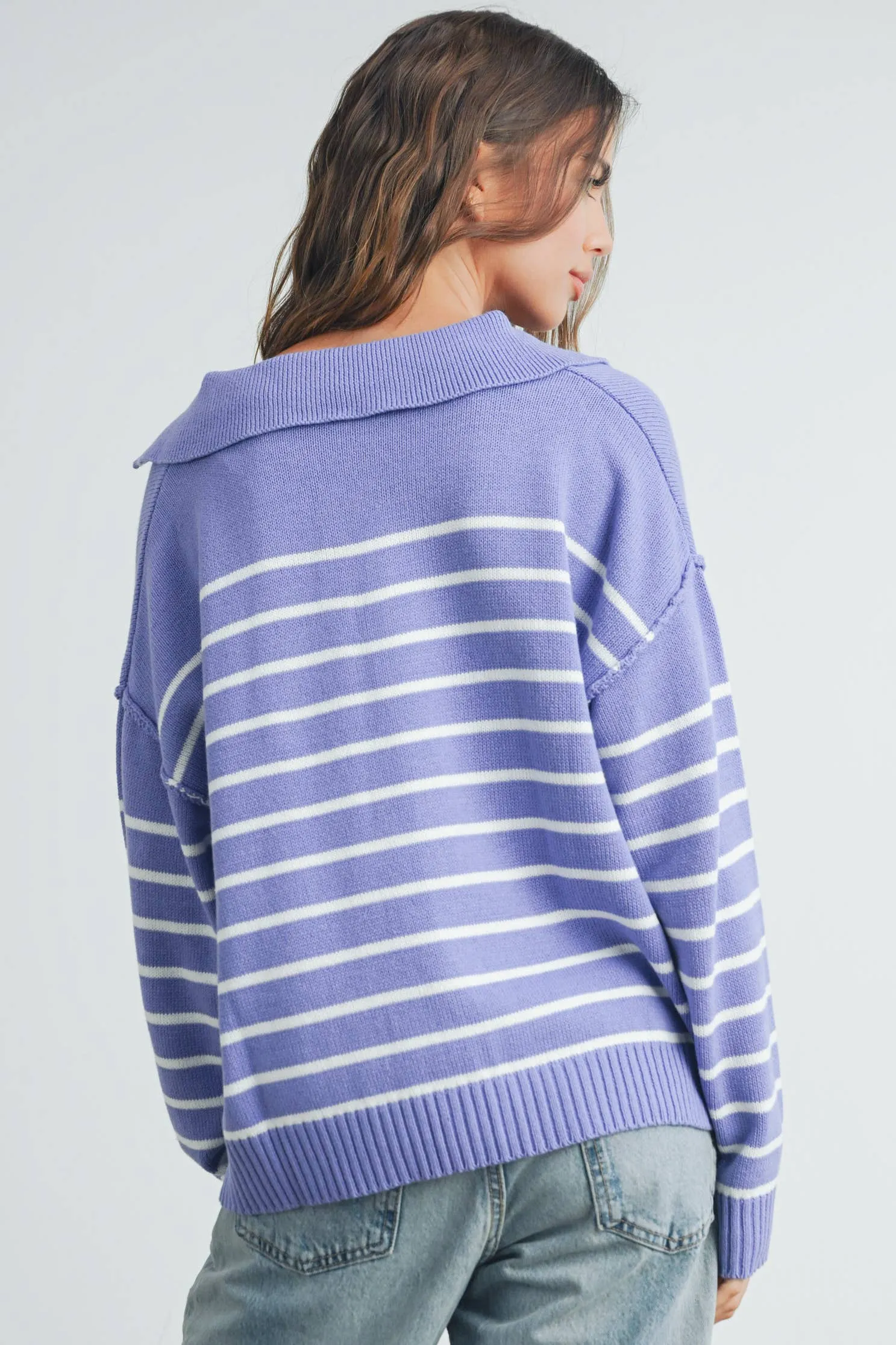 Cozy V-Neck Striped Sweater