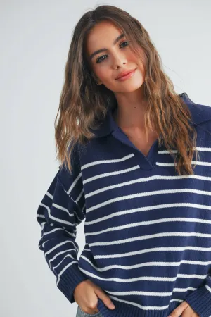 Cozy V-Neck Striped Sweater