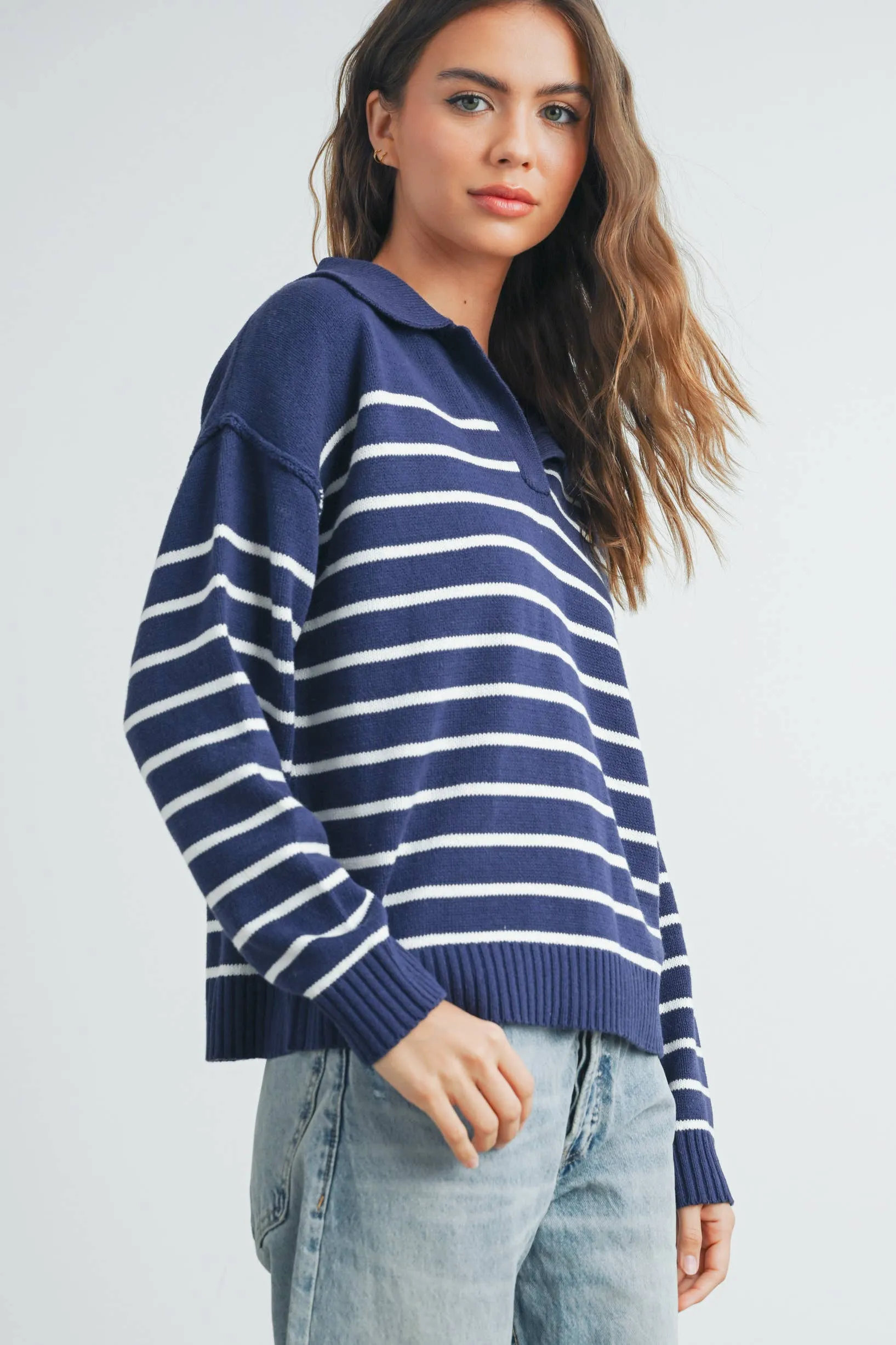 Cozy V-Neck Striped Sweater