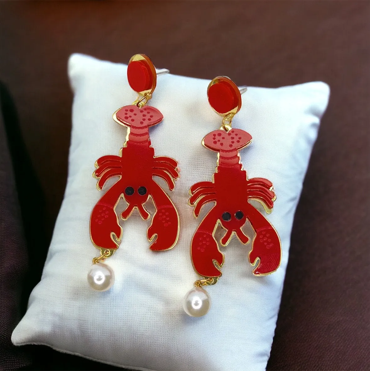 Crawfish Earrings - Rhinestone Earrings, Mardi Gras, New Orleans, Lobster Earrings, Mardi Gras Accessories, Cajun, Crawfish Accessories