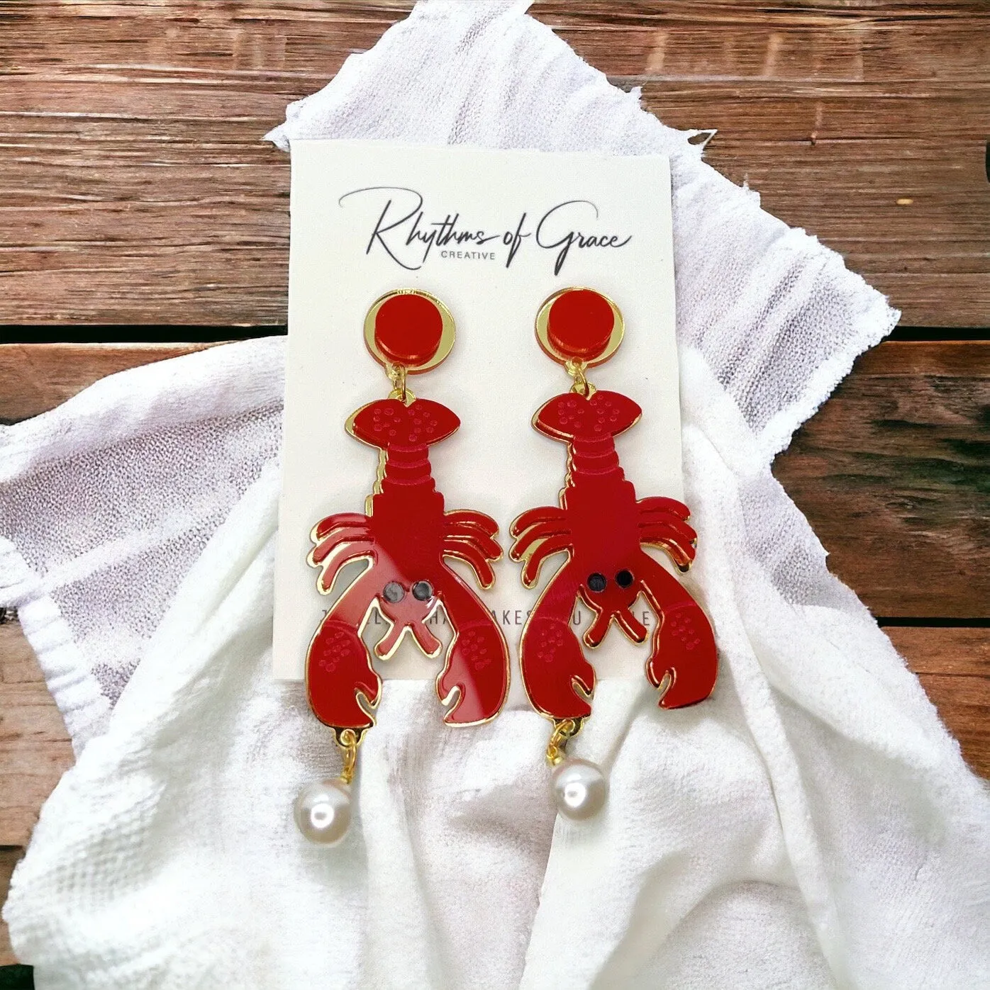 Crawfish Earrings - Rhinestone Earrings, Mardi Gras, New Orleans, Lobster Earrings, Mardi Gras Accessories, Cajun, Crawfish Accessories