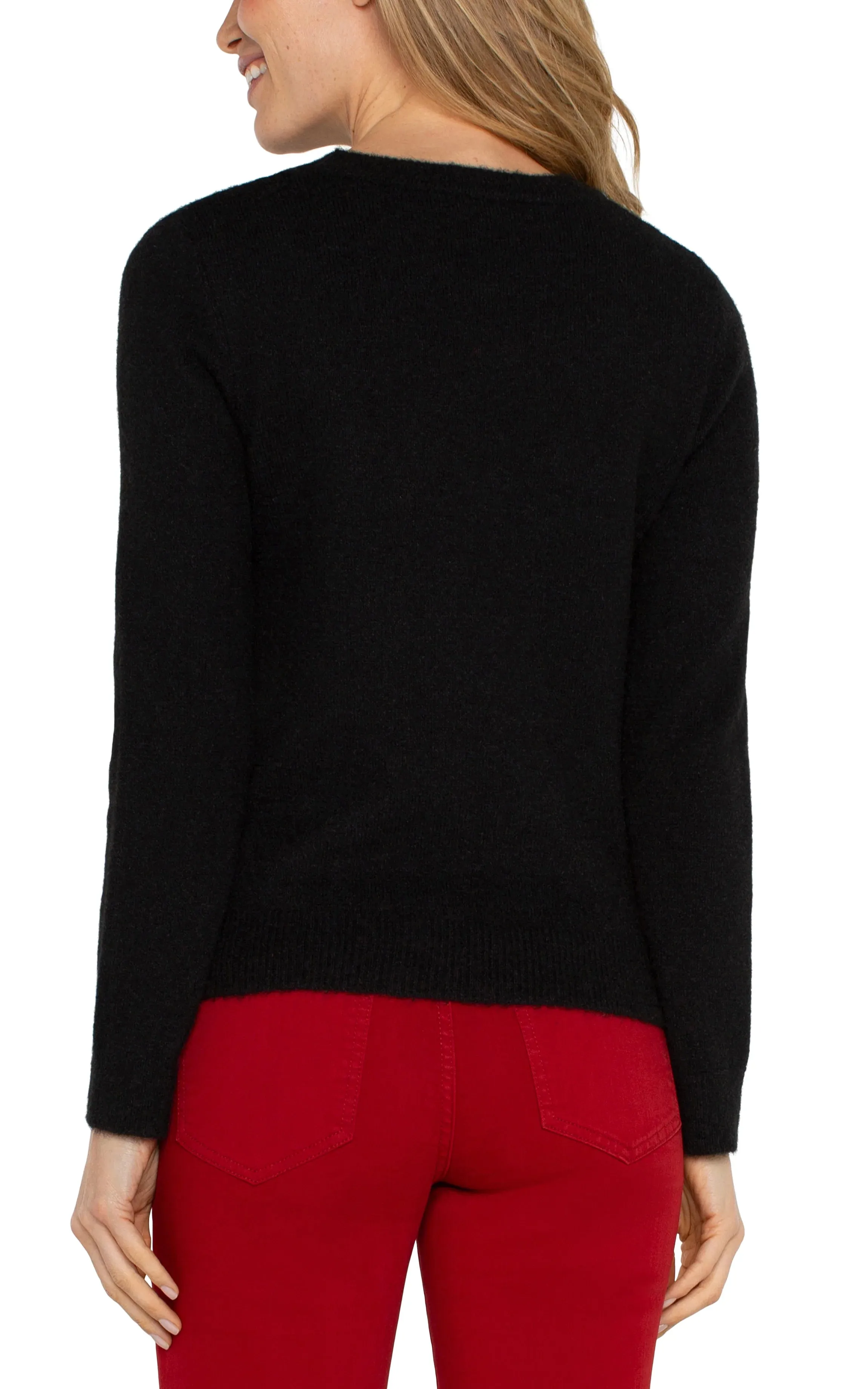 Cut Out Bow Neck Sweater in Black