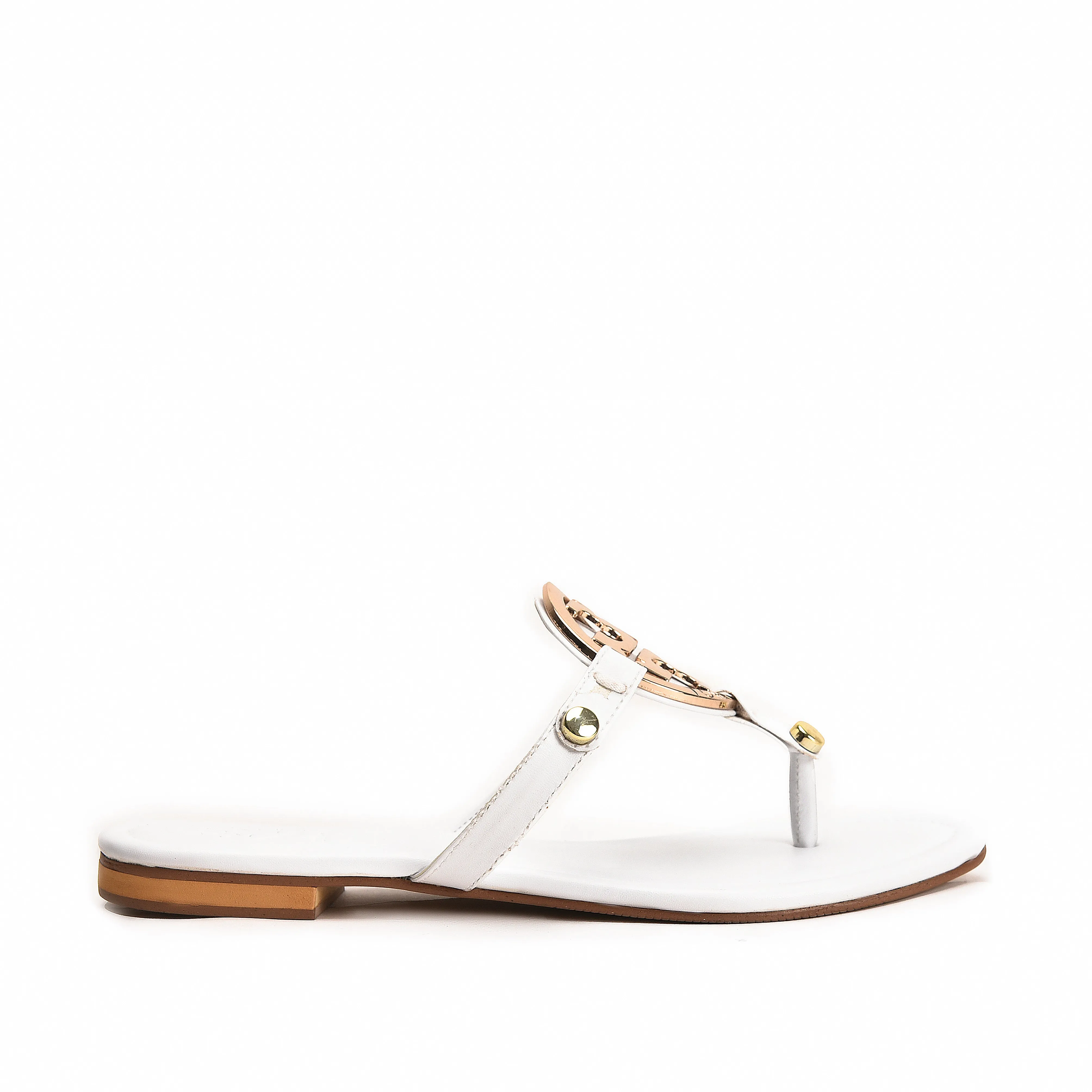 Elegant White Leather Slippers | 761R-W