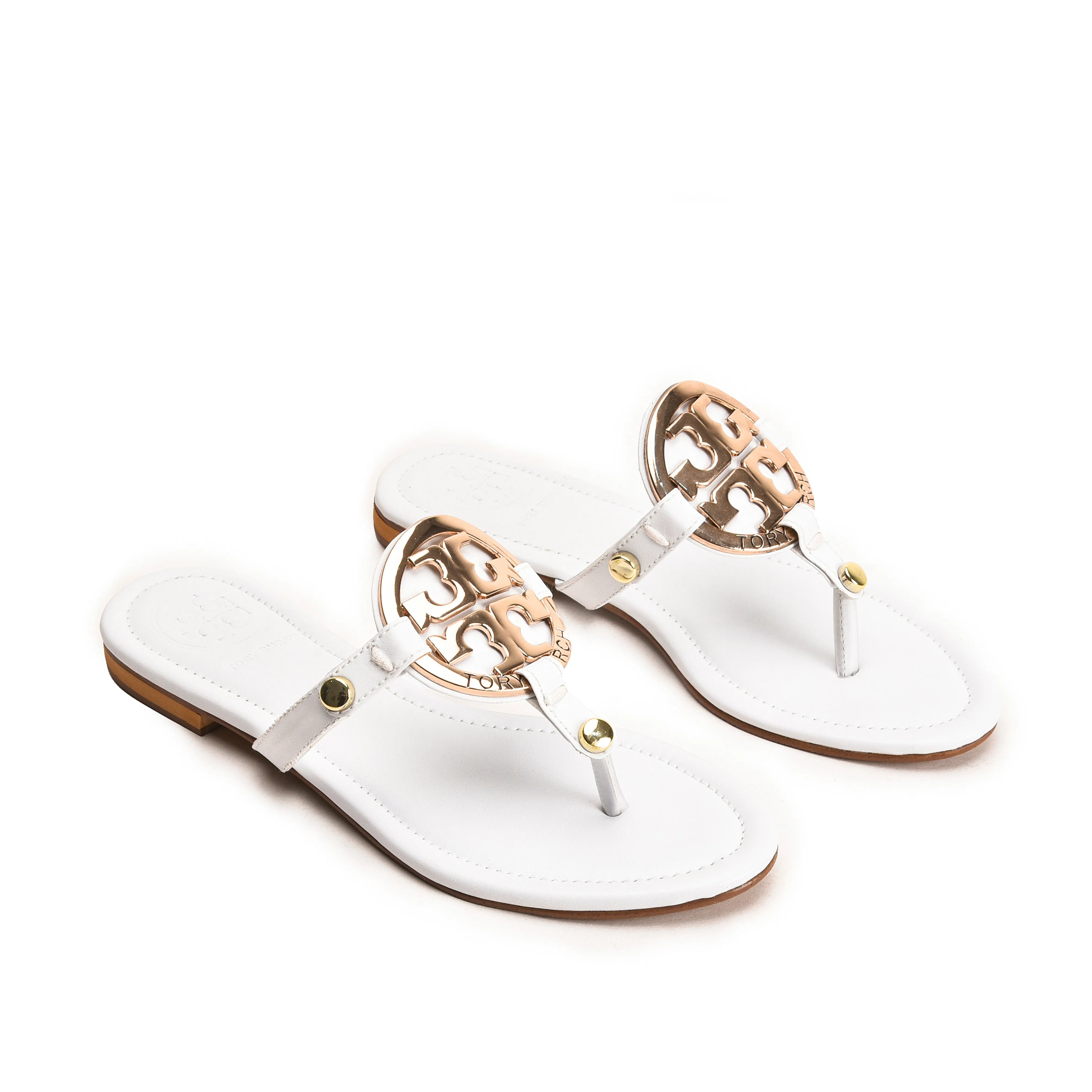 Elegant White Leather Slippers | 761R-W