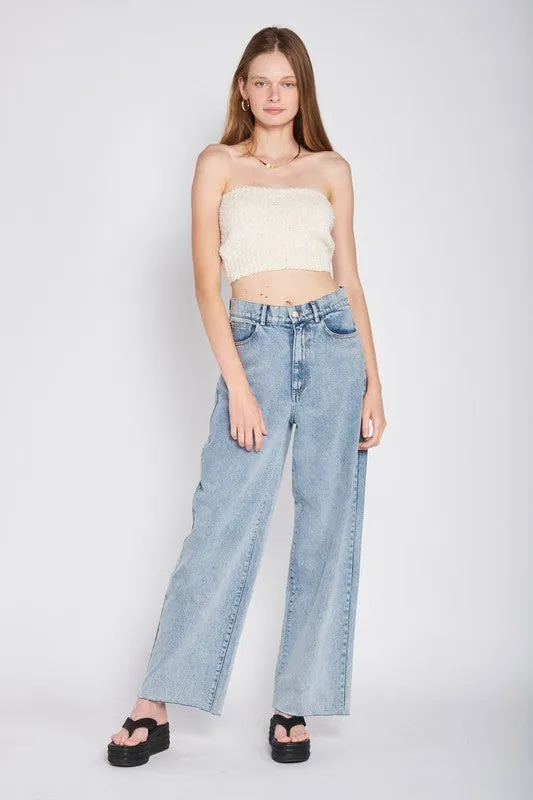 Emory Park ELASTIC WAISTBAND FRINGED TUBE TOP