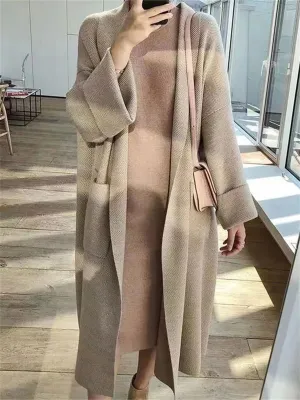 Fall Winter Loose Knitted Long Cardigan Sweaters