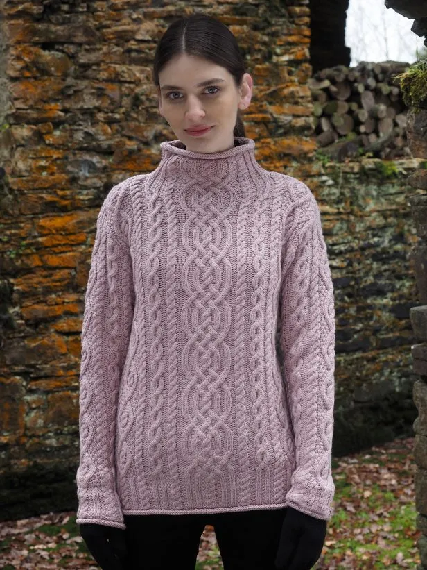 Kylemore Funnel Neck Sweater - Dusty Pink