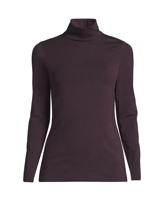 Lands' End Women's Lightweight Long Sleeve Petite Turtleneck color Black current