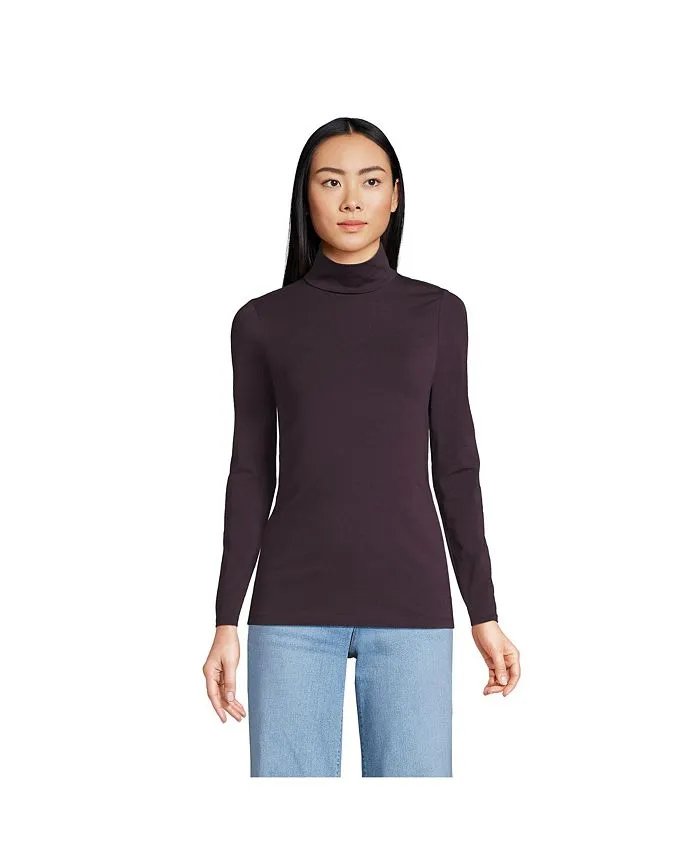 Lands' End Women's Lightweight Long Sleeve Petite Turtleneck color Black current