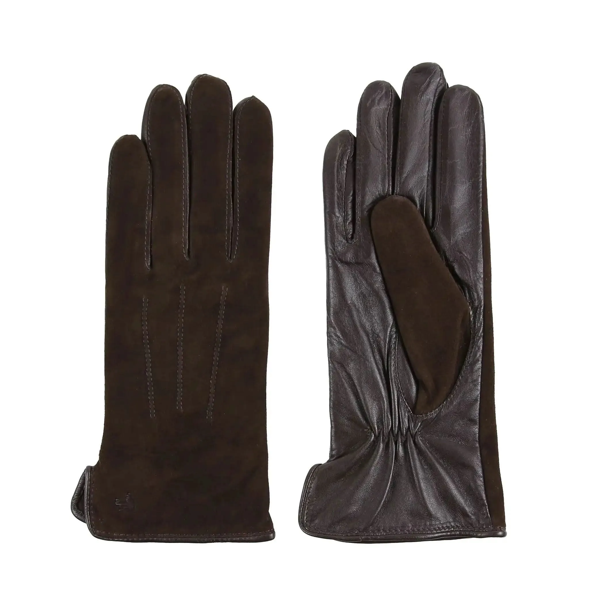 Leather & Suede Chocolate Driving Gloves