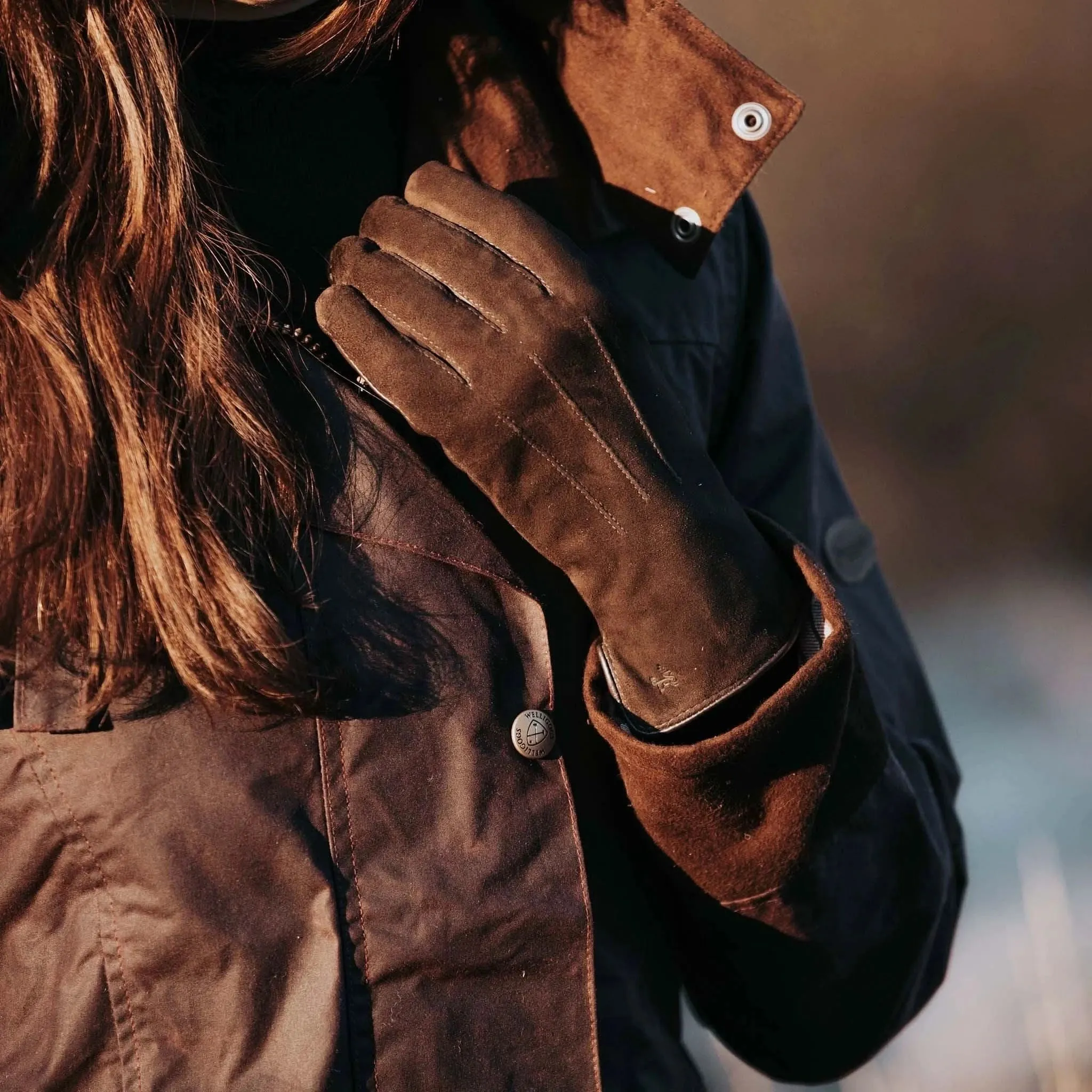 Leather & Suede Chocolate Driving Gloves