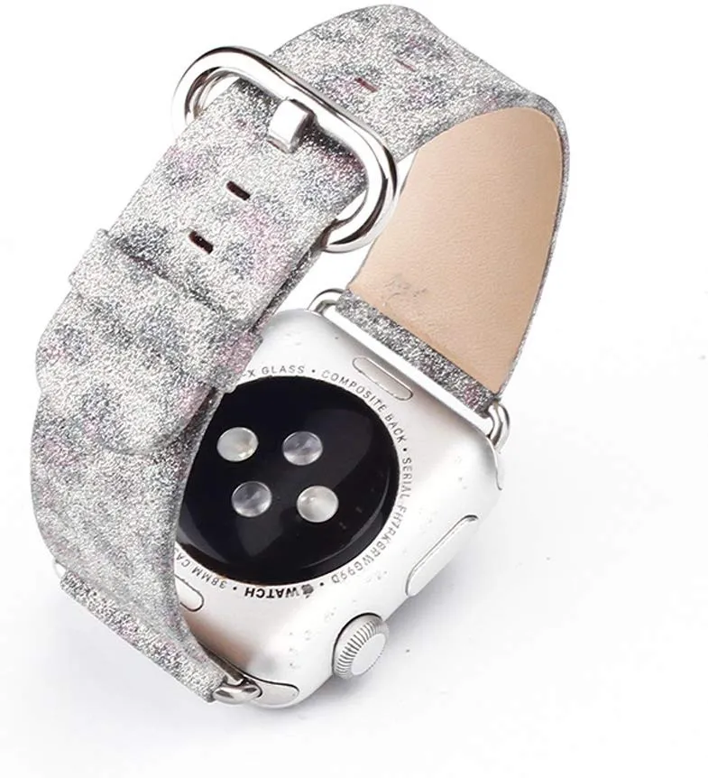 Leopard Sparkly Glitter Leather Band For Apple Watch