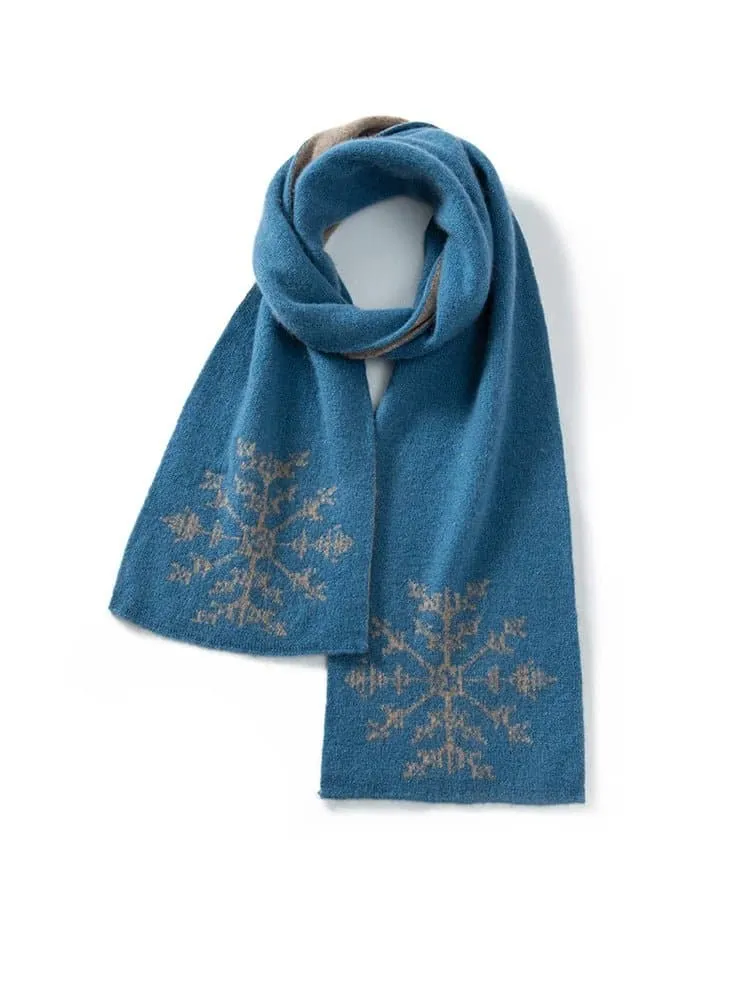 Luxurious Cashmere Knitted Scarf with Floral Pattern | 65% Wool, 35% Cashmere | 135cm-175cm Length | Warm & Stylish