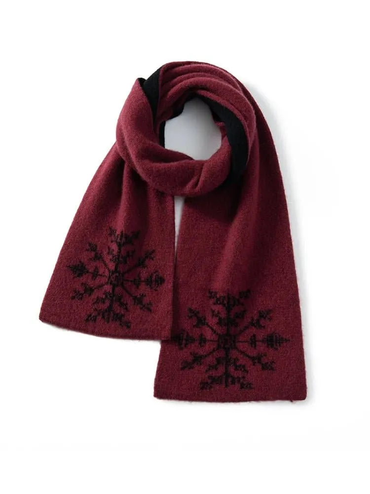 Luxurious Cashmere Knitted Scarf with Floral Pattern | 65% Wool, 35% Cashmere | 135cm-175cm Length | Warm & Stylish