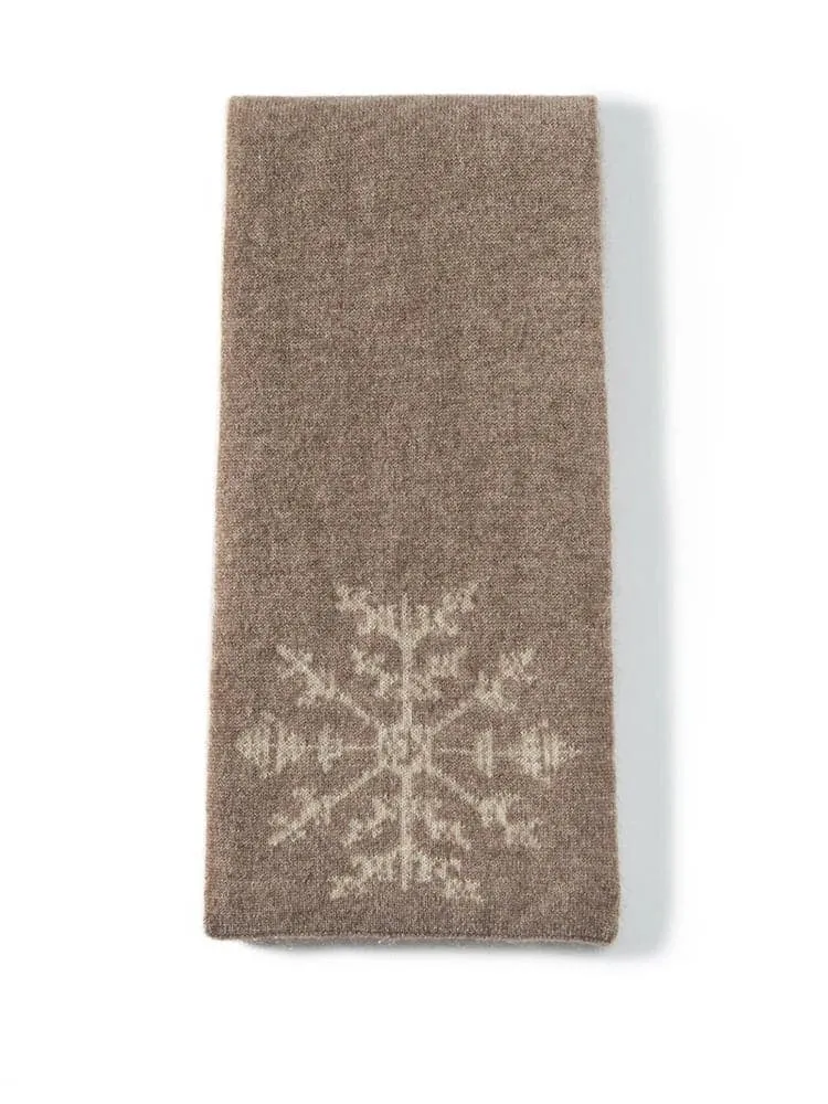 Luxurious Cashmere Knitted Scarf with Floral Pattern | 65% Wool, 35% Cashmere | 135cm-175cm Length | Warm & Stylish