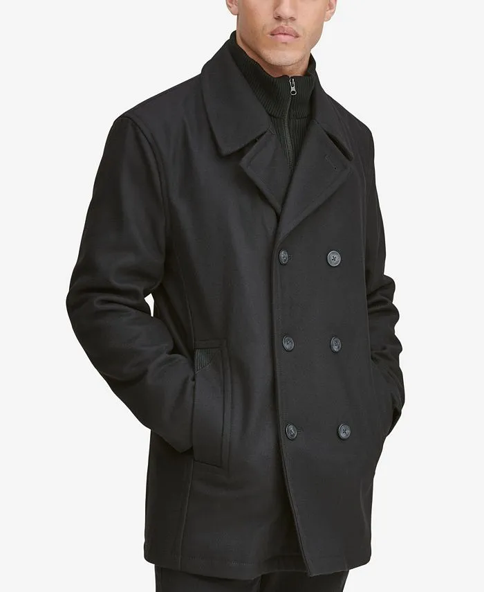 Marc New York Men's Peacoat with Insert Bib, Black