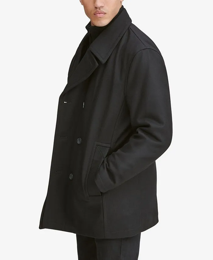 Marc New York Men's Peacoat with Insert Bib, Black