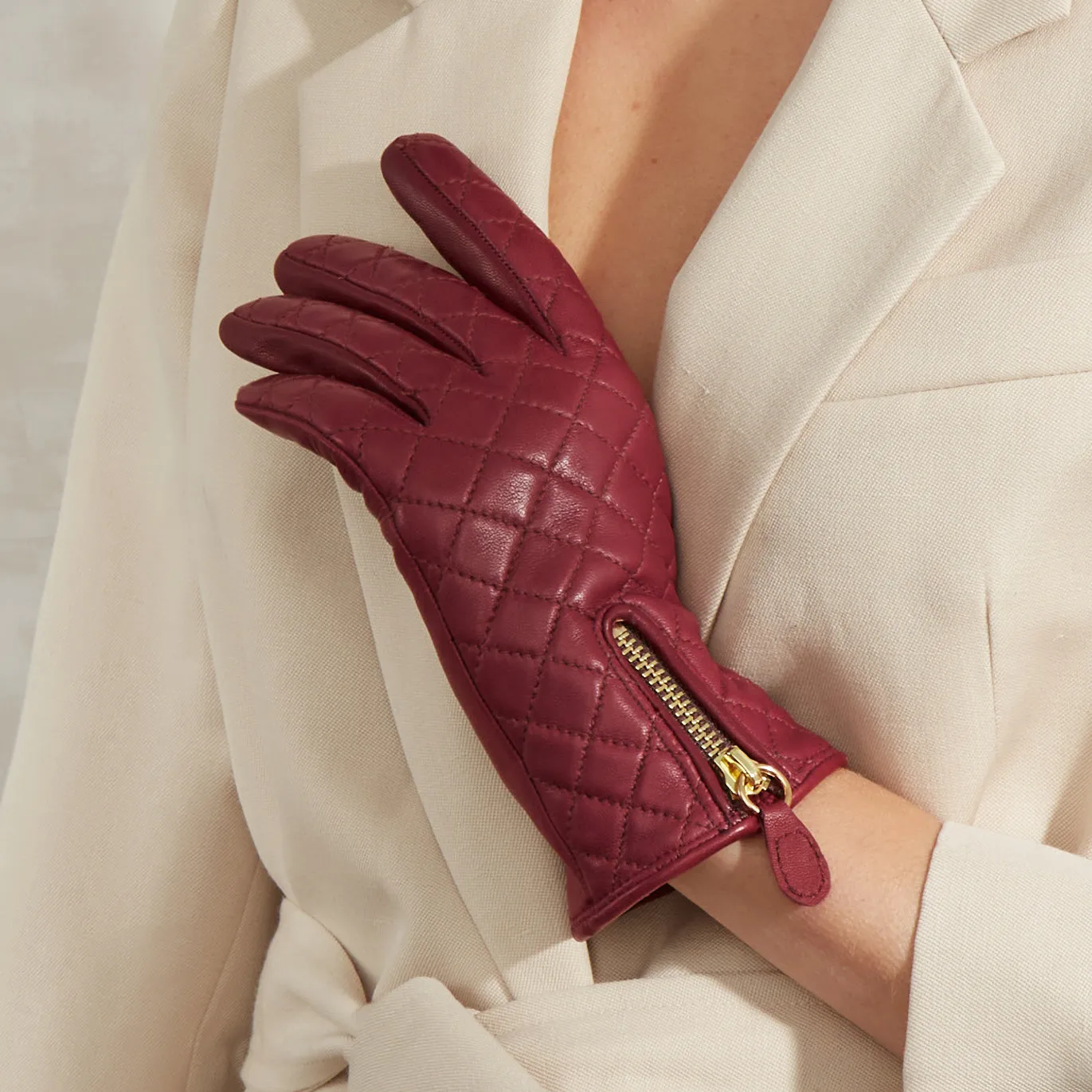 Marie | Cashmere Lined Quilted Leather Glove