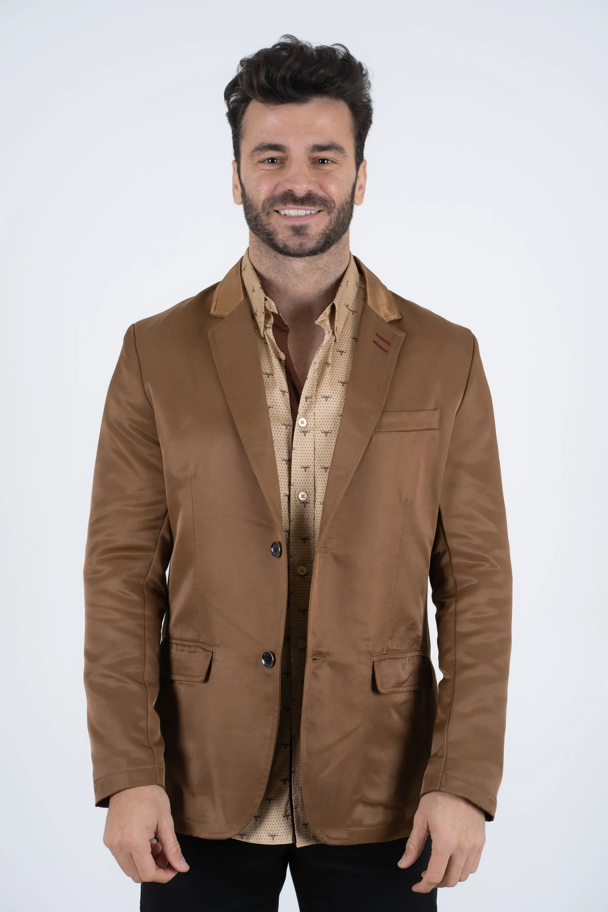 Men's Double Button Light Brown Blazer