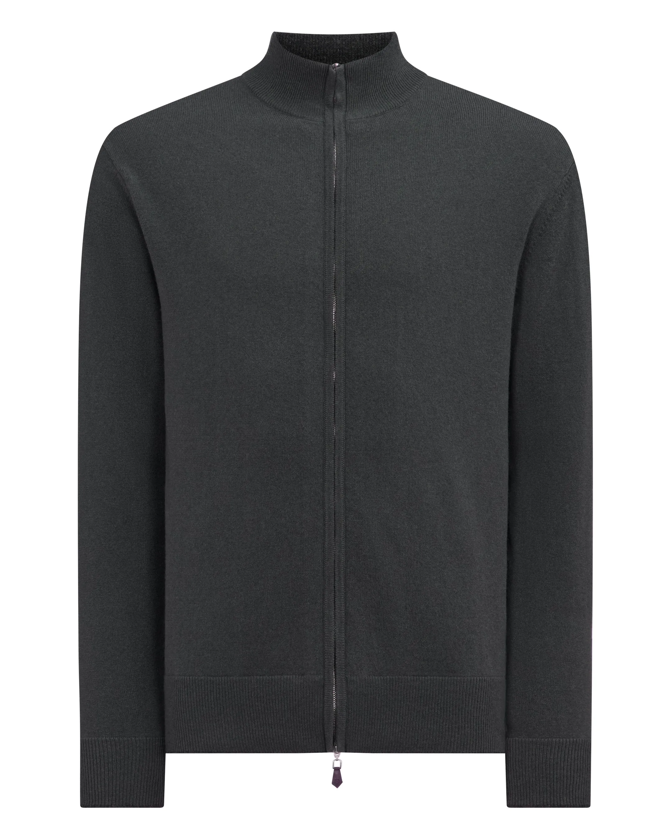 Men's Knightsbridge Full Zip Cashmere Jumper Anthracite Grey