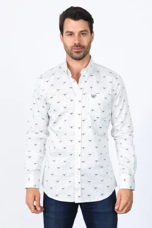 Mens Satin Cotton Modern Fit White Long Sleeve Shirt