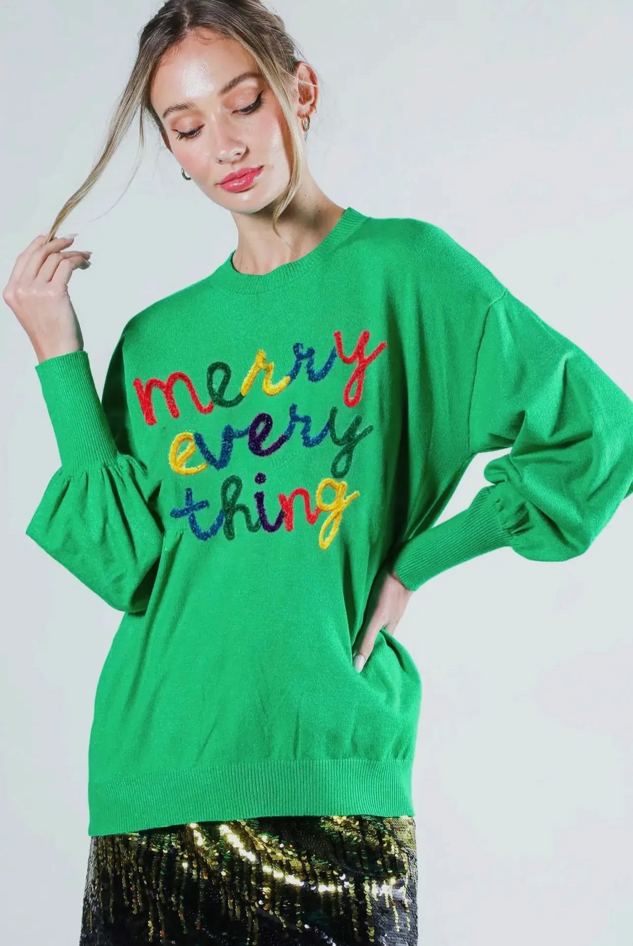 Merry Everything Crewneck Knit Sweater