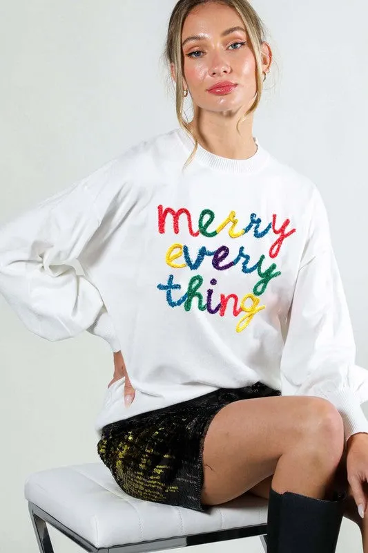 Merry Everything Crewneck Knit Sweater