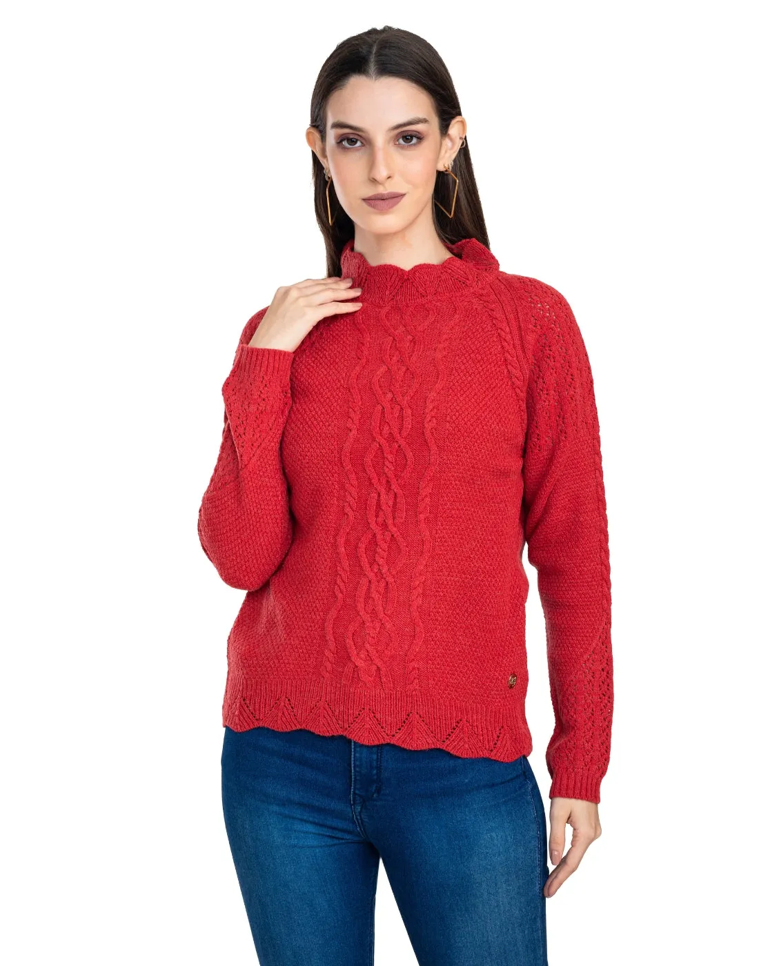 Moda Elementi Knitted sweaters pullover styles Red