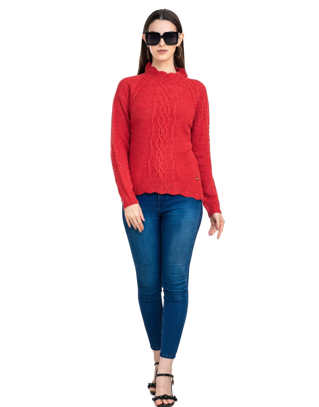 Moda Elementi Knitted sweaters pullover styles Red