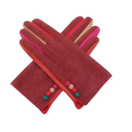 Multicoloured Button Detail Gloves