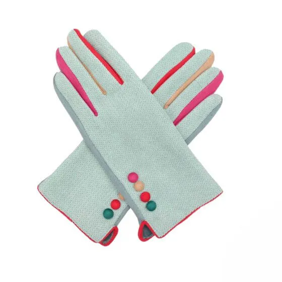 Multicoloured Button Detail Gloves