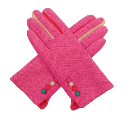 Multicoloured Button Detail Gloves